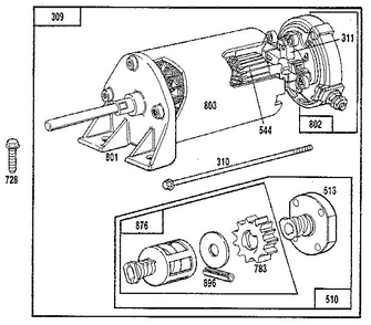 Drive Assembly Diagram and Parts List for 104700-104799 0101 - 0101 Briggs and Stratton Engine